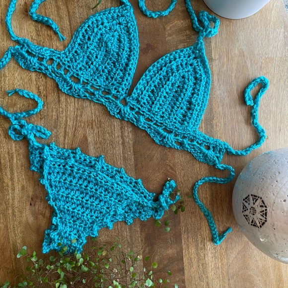 Other - Handmade Crochet Bikini Set | Turquoise Blue | Adjustable Ties